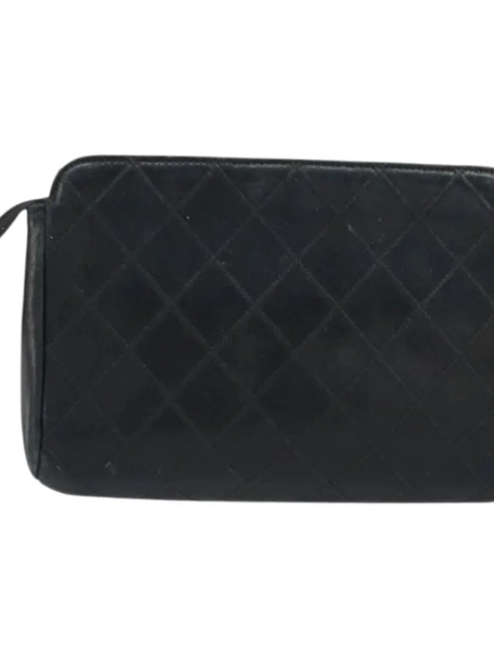 CHANEL Pouch Lamb Skin Black CC Auth 47074